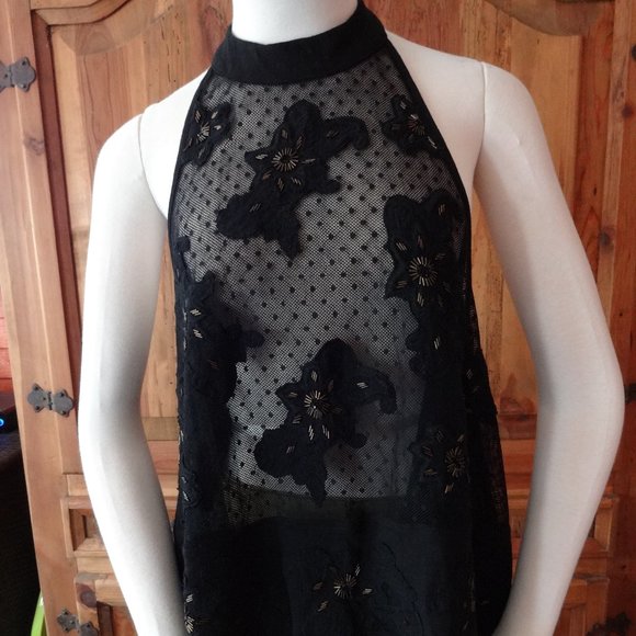 Free People Lace Embroidered Appliqued Beaded Top - Picture 2 of 7